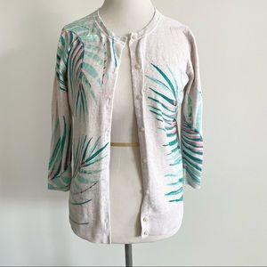 Merona Palm Print 3/4 Sleeve Cardigan
